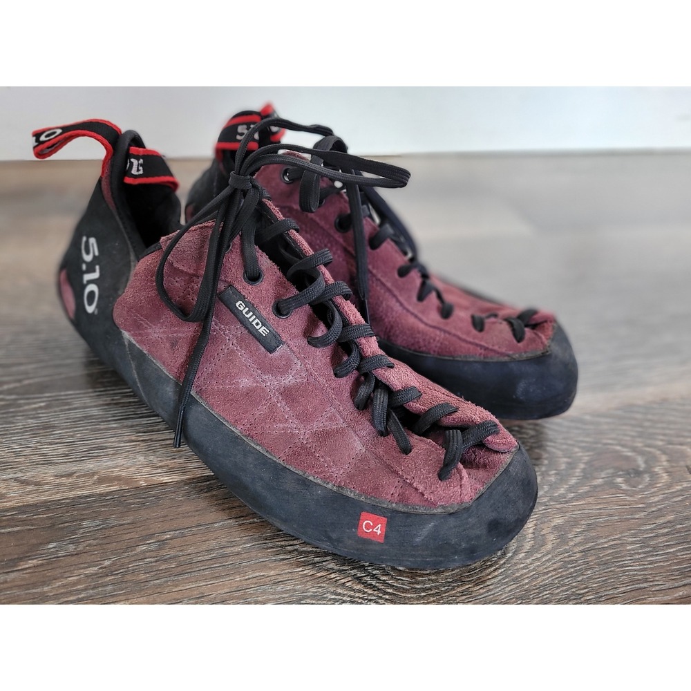 Five Ten Guide Tennie Rock Climbing Shoes Burgundy Suede Stealth C4 Mens 10 #2